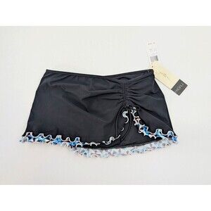 Profile by Gottex Swim Skirt Womens 6 Black Serendipity Cinch Tie Lettuce Ruffle